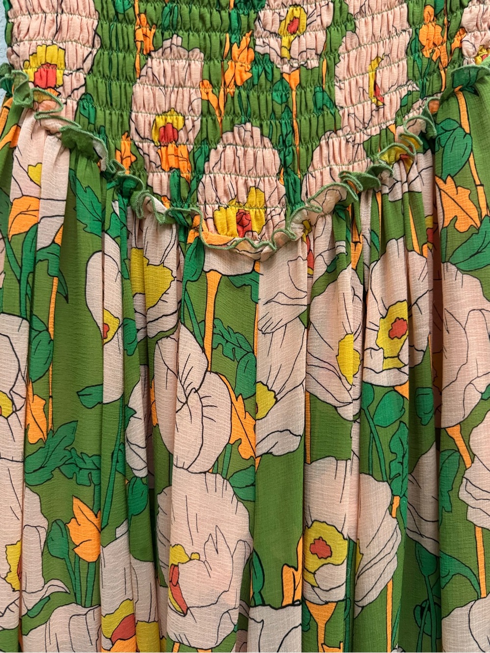 Free People Vibrant Green Floral Strapless Wide-Leg Jumpsuit - Picture 7 of 12